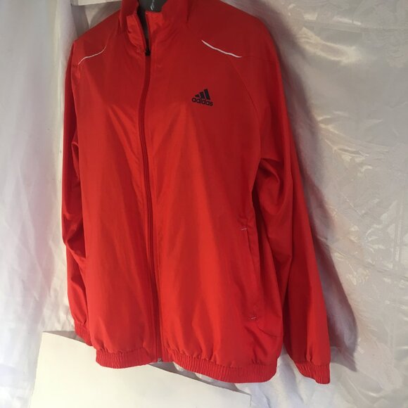 Adidas Jacket Mens Large Navy Orange Windbreaker Full Zip Logo Windbreaker - Picture 7 of 15